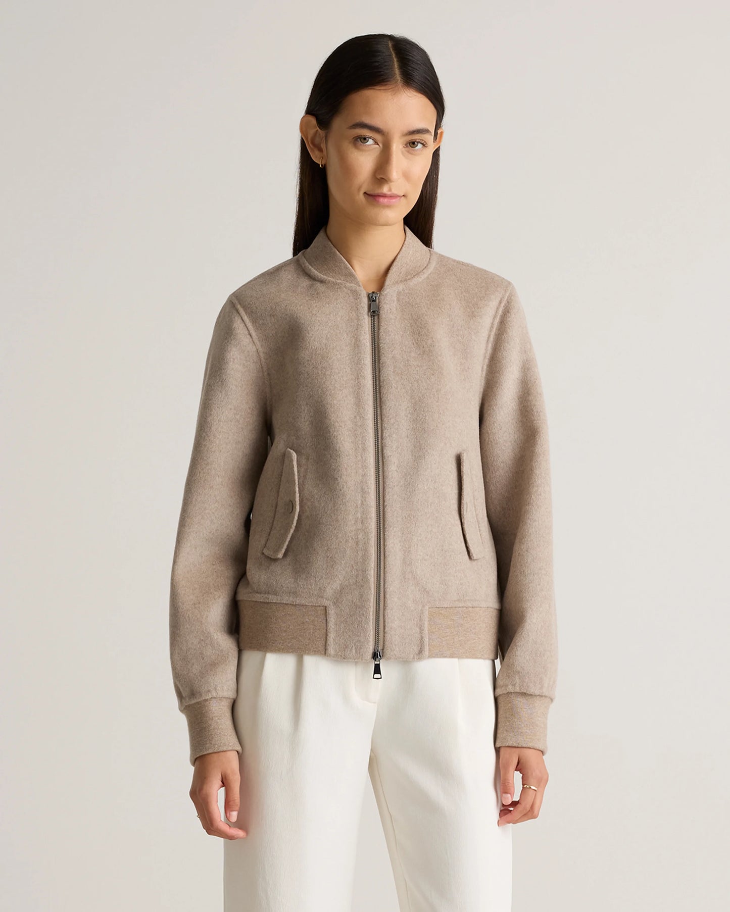 Double-Faced Merino Wool Bomber Jacket - XS / Black