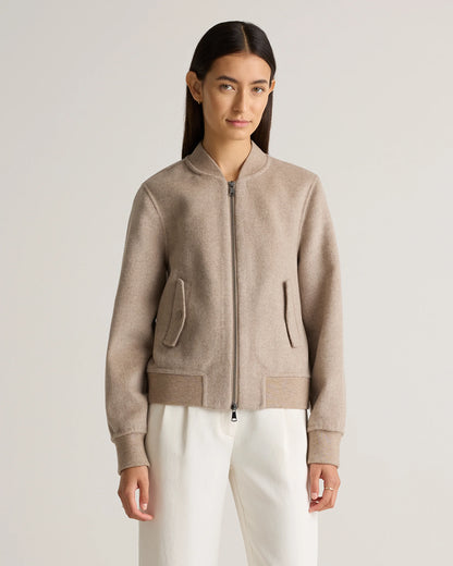 Double-Faced Merino Wool Bomber Jacket - XS / Black