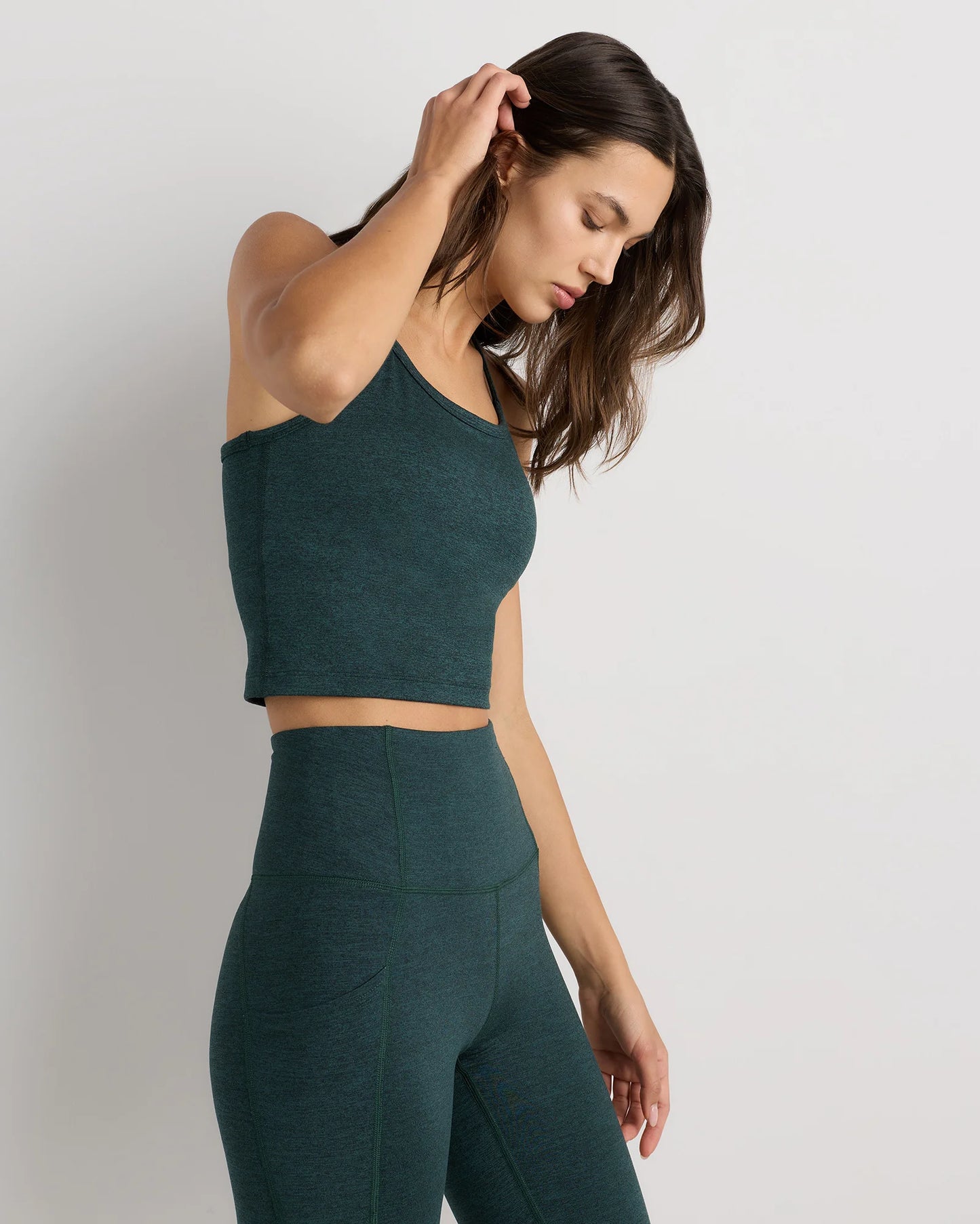 Ultra-Soft Y-Back Cropped Bra Tank - XS / Heather Black