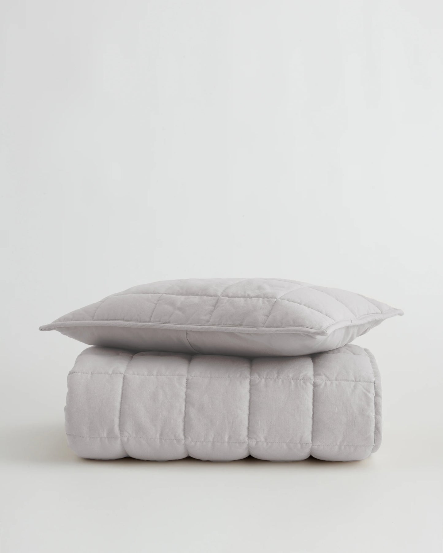 European Linen Toddler Quilt & Sham Set - One Size / White