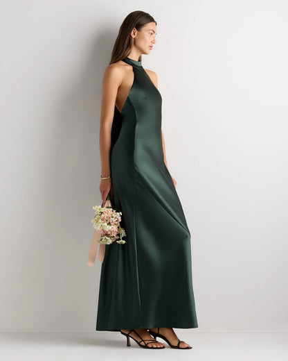 Catalina Stretch Satin Dress - 0 / Garden Sage Green