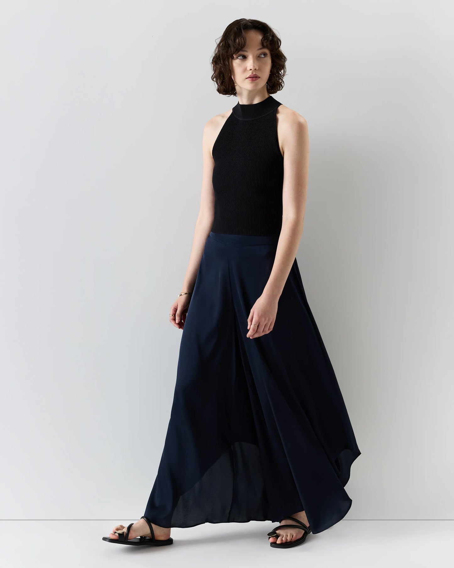 Washable Stretch Silk Palazzo Pants - XS / Black