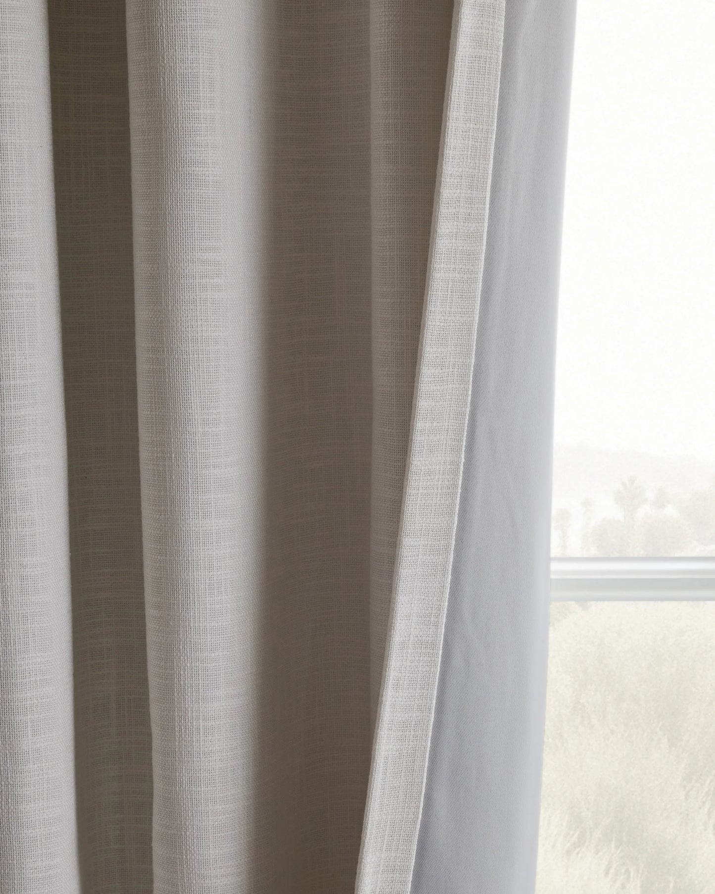 Textured Cotton True Blackout Curtain - 48x84 / White