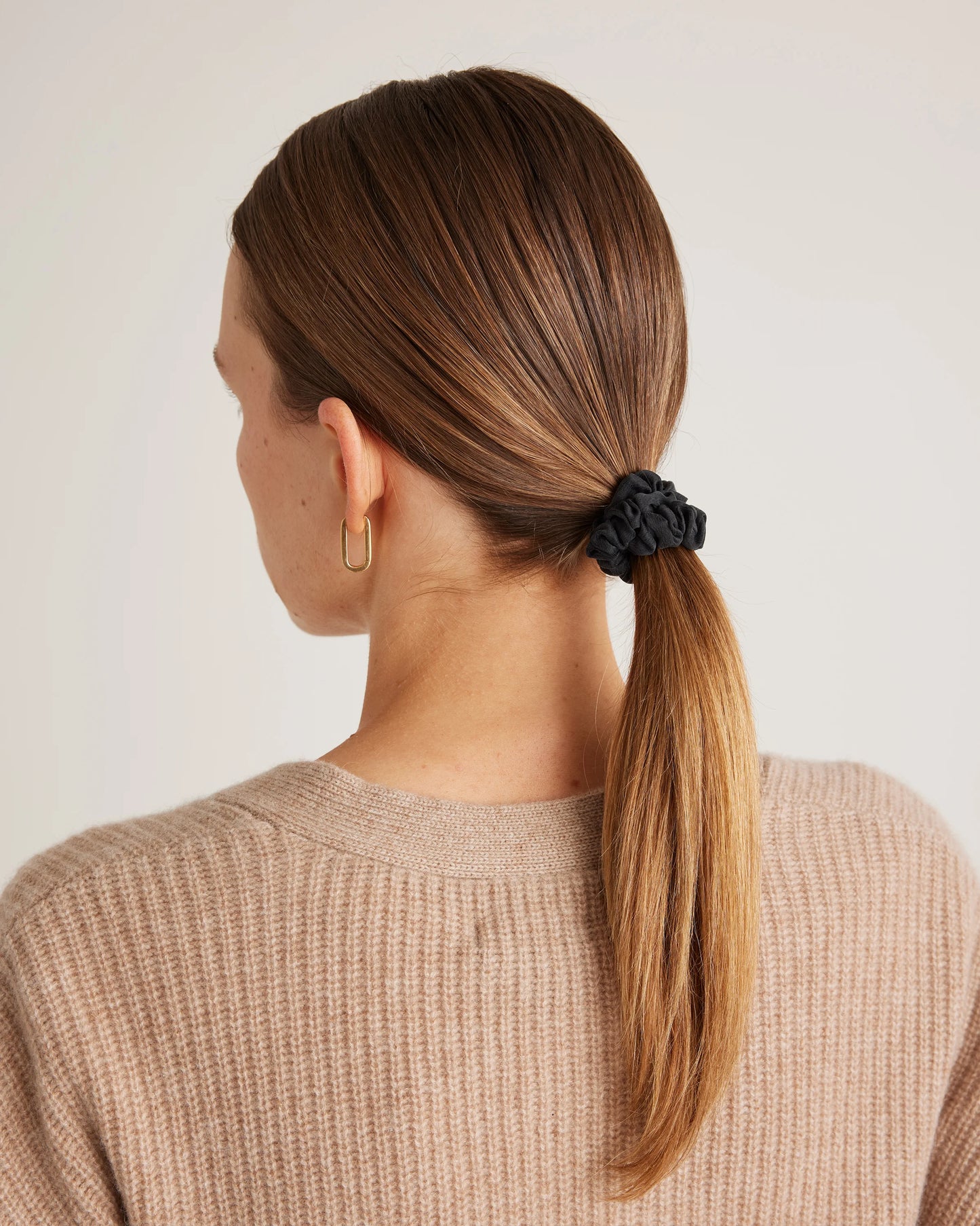 100% Washable Silk Skinny Scrunchies - One Size / Black/Ivory/Toasted Almond