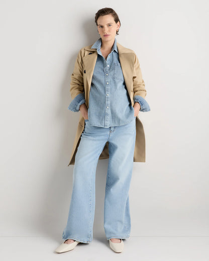 Oversized Denim Maternity Shirt - XS / Blue