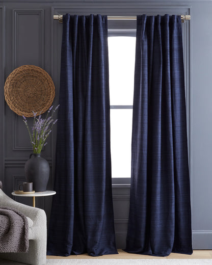Raw Silk Room Darkening Curtain - Single Panel - 48x84 / Ivory