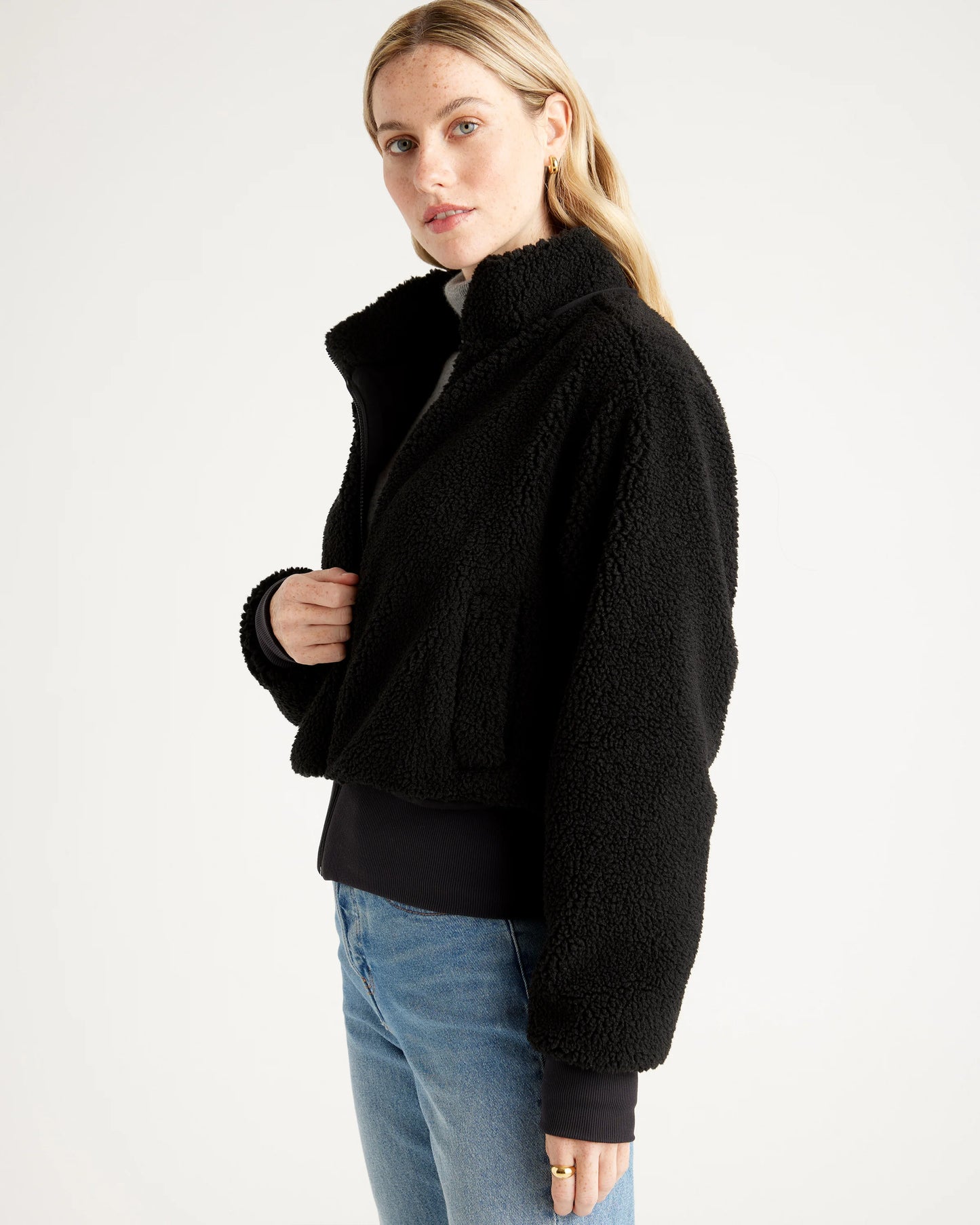 Hooded Sherpa Jacket - XS / Black