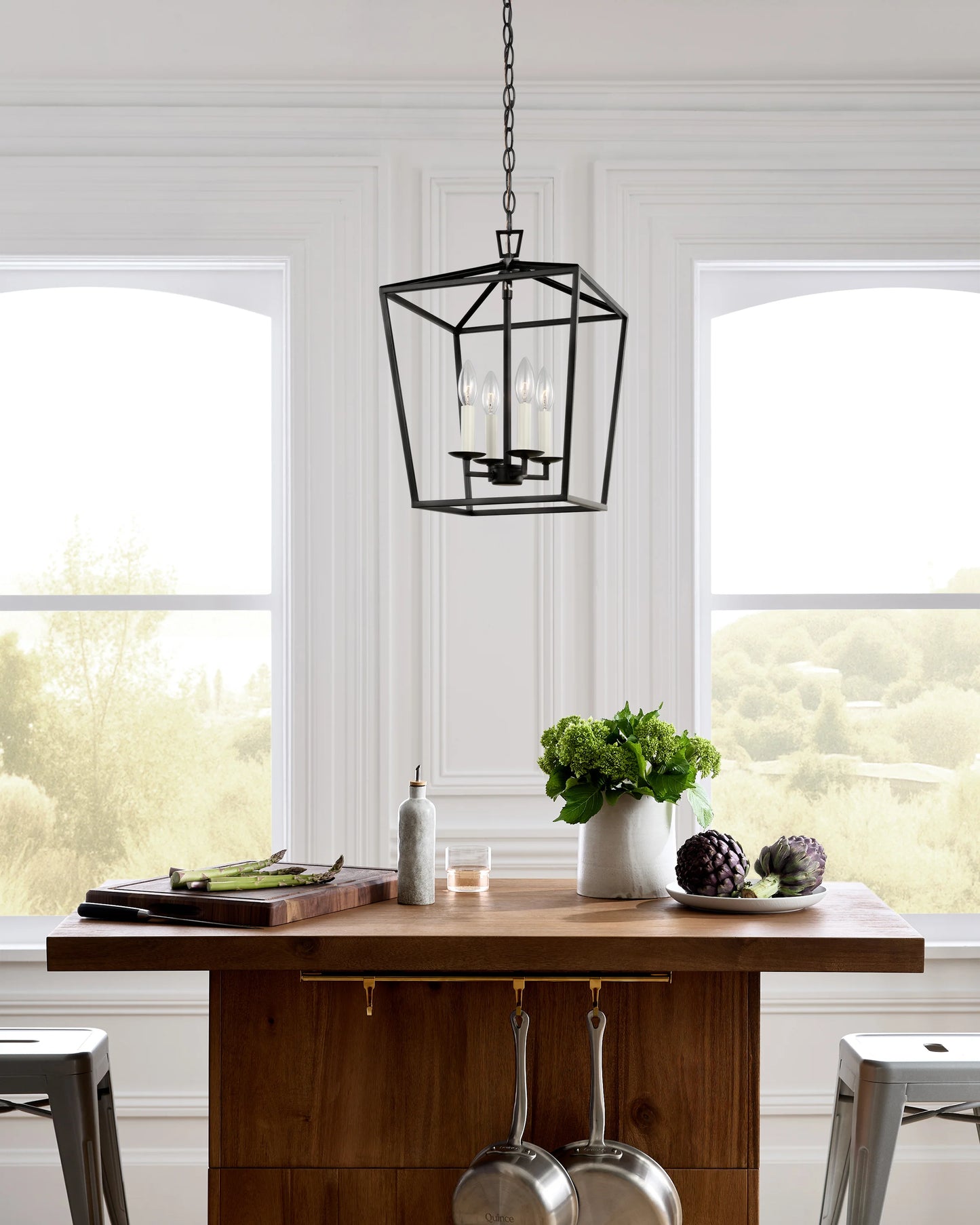 Traditional Steel Lantern Pendant - Small / Brass