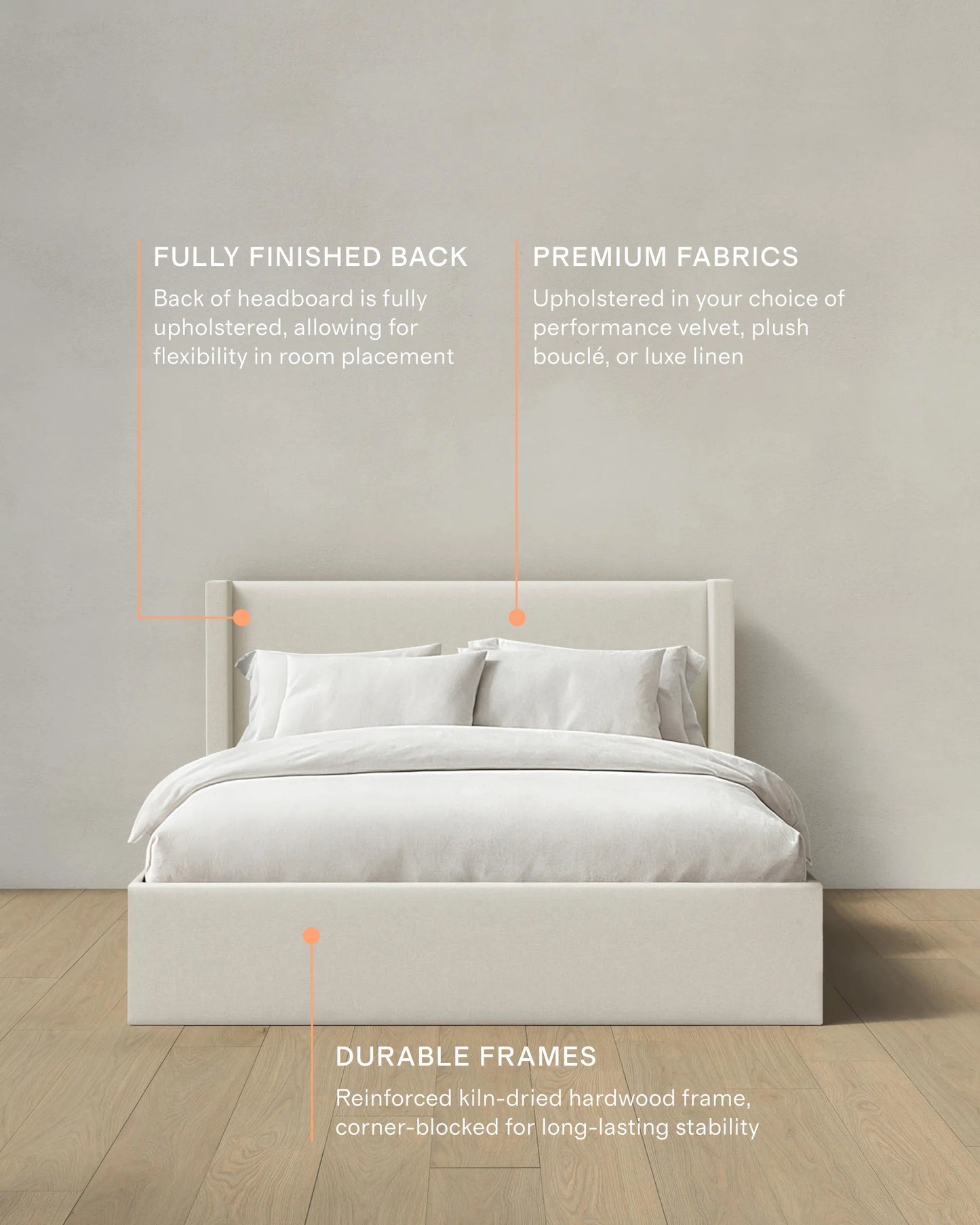 Wingback Bed in Performance Linen Blend - Full / Ivory