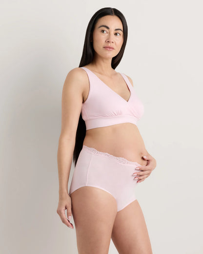 Organic Cotton Lace Trim Maternity & Postpartum Brief (6-pack) - XS / Light Pink