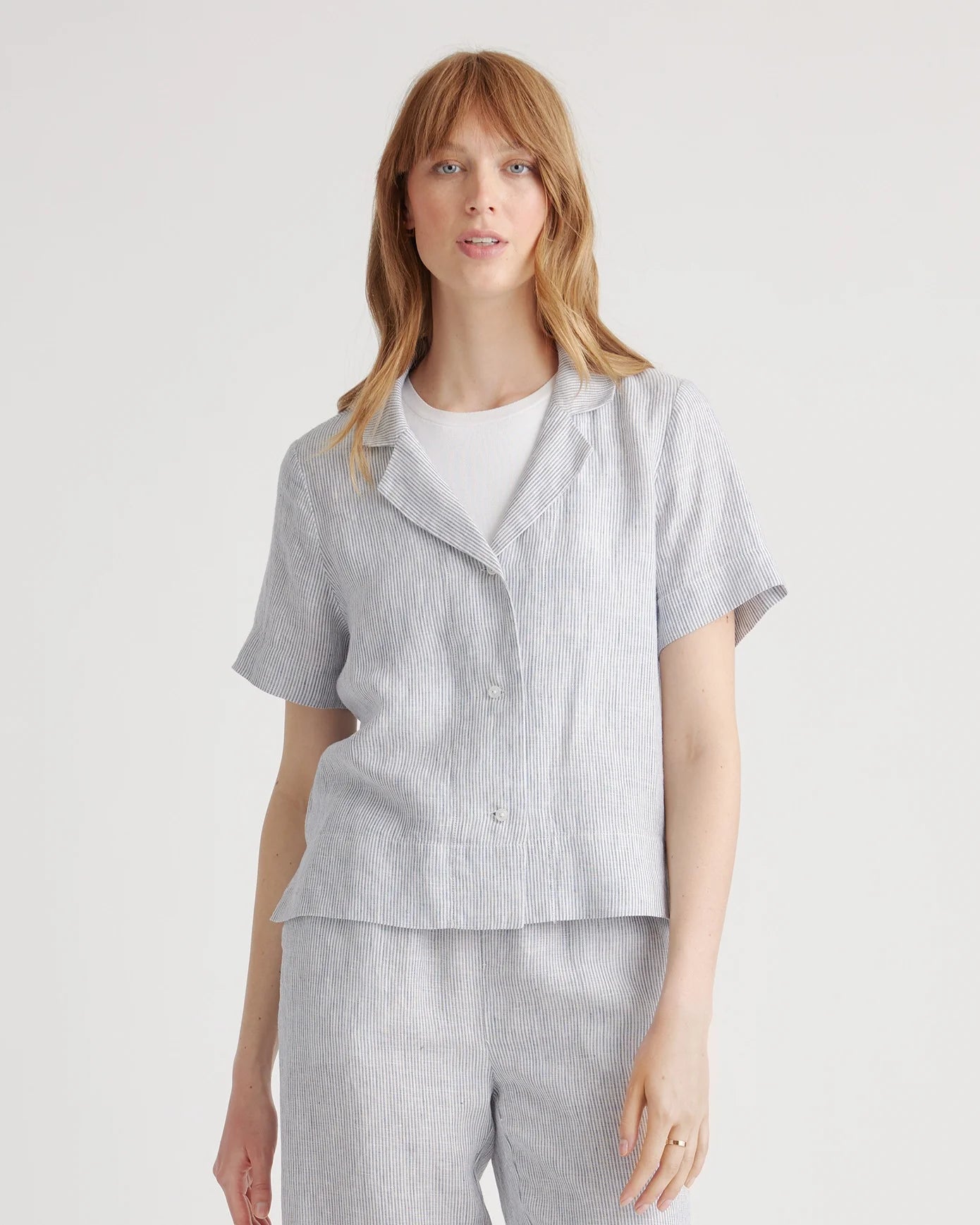 100% European Linen Short Sleeve Shirt - XS / Moonstone Blue