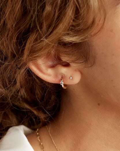 14K Gold Diamond Tiny Studs - One Size / Yellow Gold