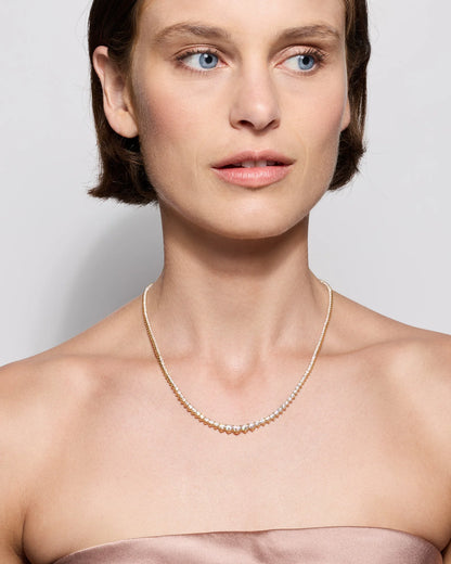 14K Gold Lab Grown Diamond Graduated Tennis Necklace - 10ctw - One Size / Yellow Gold