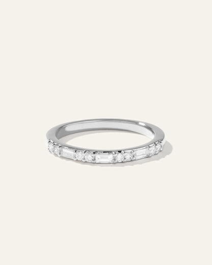 14K Gold Lab Grown Diamond Alternating Baguette & Round Band - 4 / Yellow Gold
