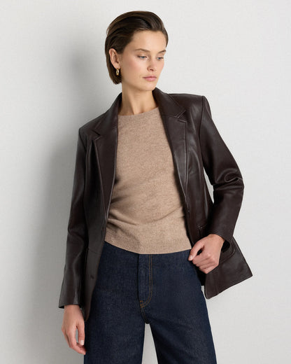 100% Leather Blazer - XS / Rich Brown