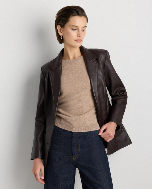 100% Leather Blazer - XS / Rich Brown