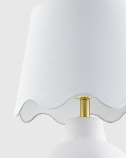 Coastal Ceramic Table Lamp with Scallop Shade - One Size / White