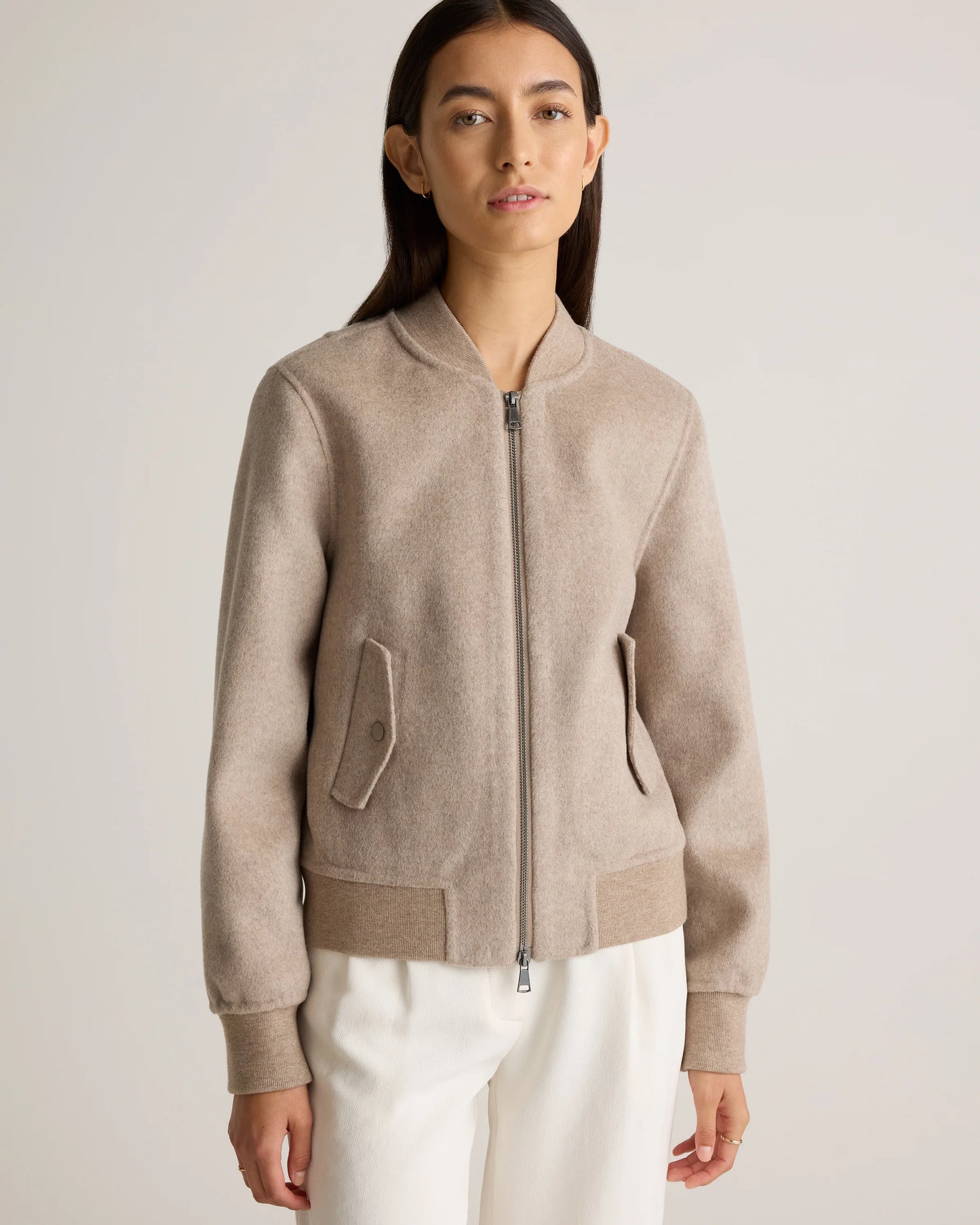 Double-Faced Merino Wool Bomber Jacket - XS / Black