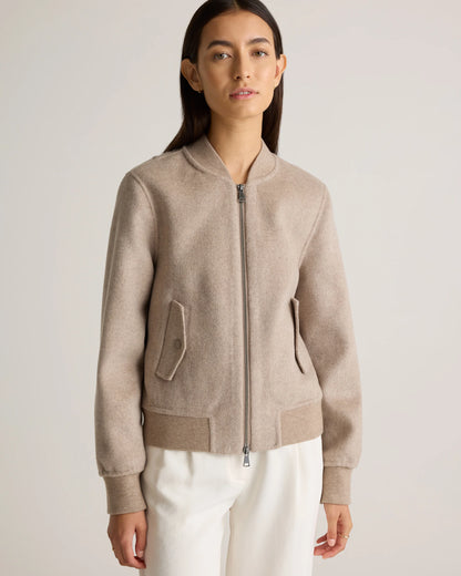 Double-Faced Merino Wool Bomber Jacket - XS / Black