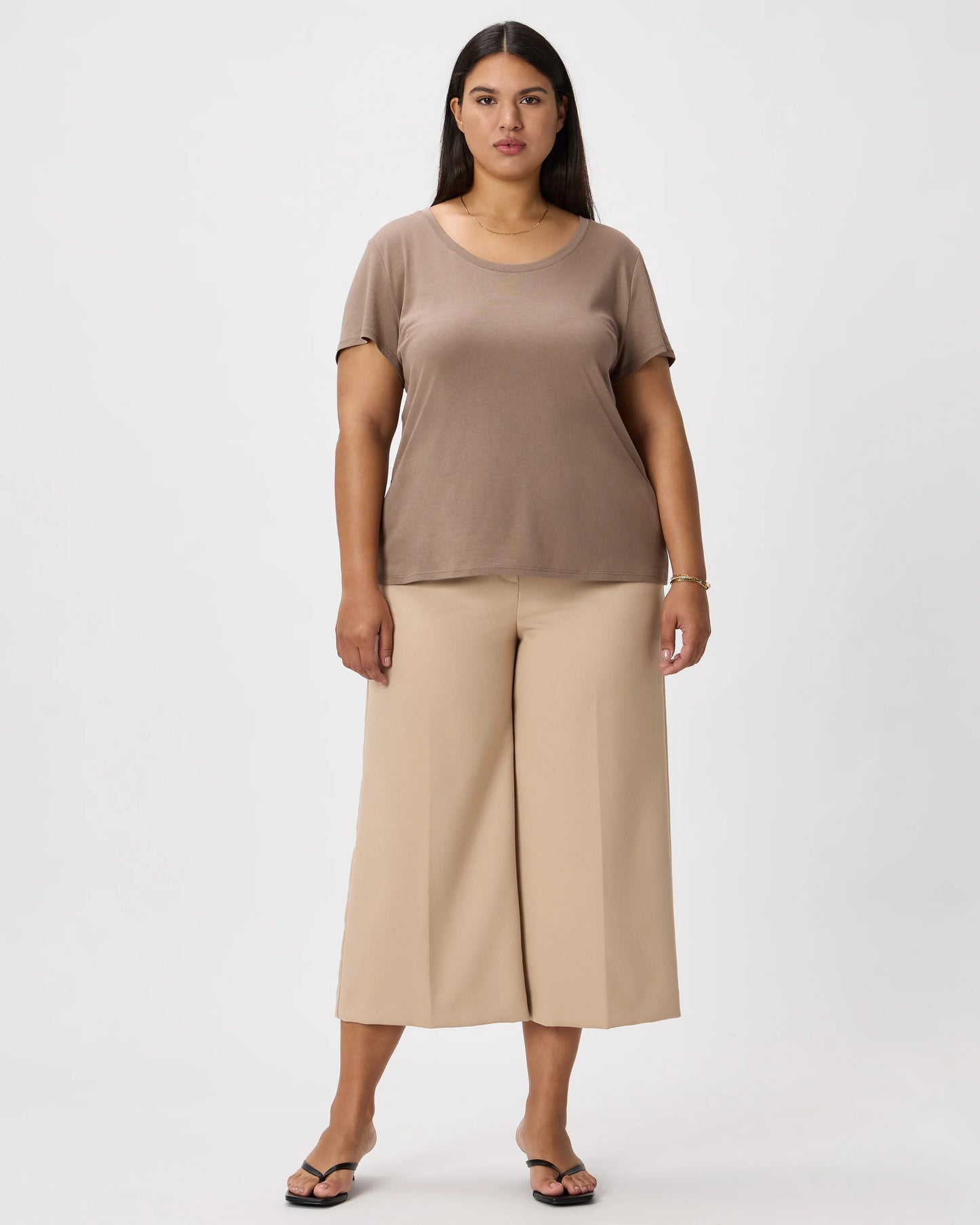 Cotton Modal Scoop Neck Tee - XS / Navy