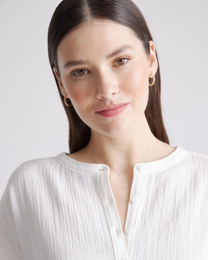 100% Organic Cotton Gauze Roll Sleeve Shirt - XS / Spiced Orange
