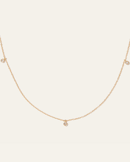 White Sapphire Triple Bezel Drop Choker - One Size / Gold Vermeil