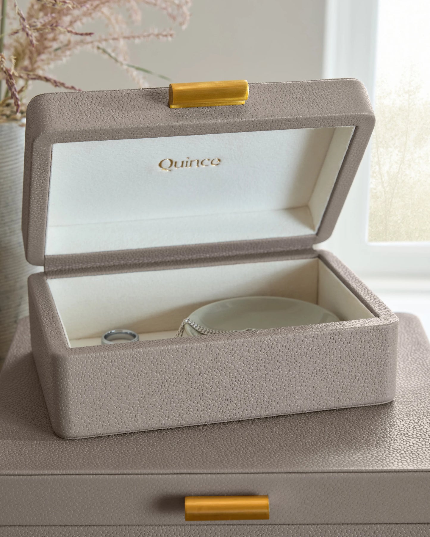Shagreen Leather Decorative Boxes (Set of 2) - Set of 2 / Blush