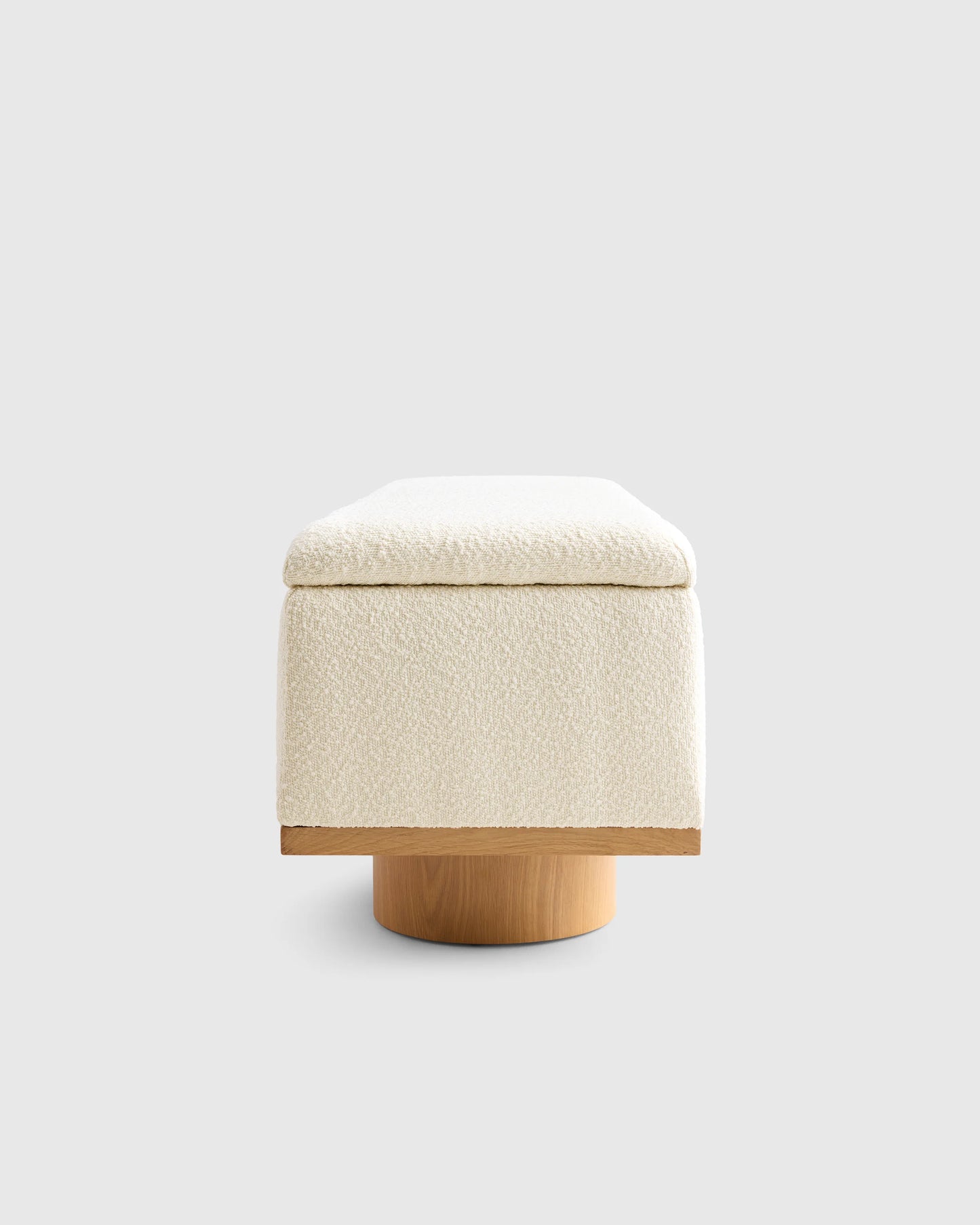 Oak and Performance Boucle Storage Bench - One Size / Ivory