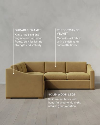 Hollis Slope Arm L Sectional in Performance Velvet - 110x110 / Gunmetal