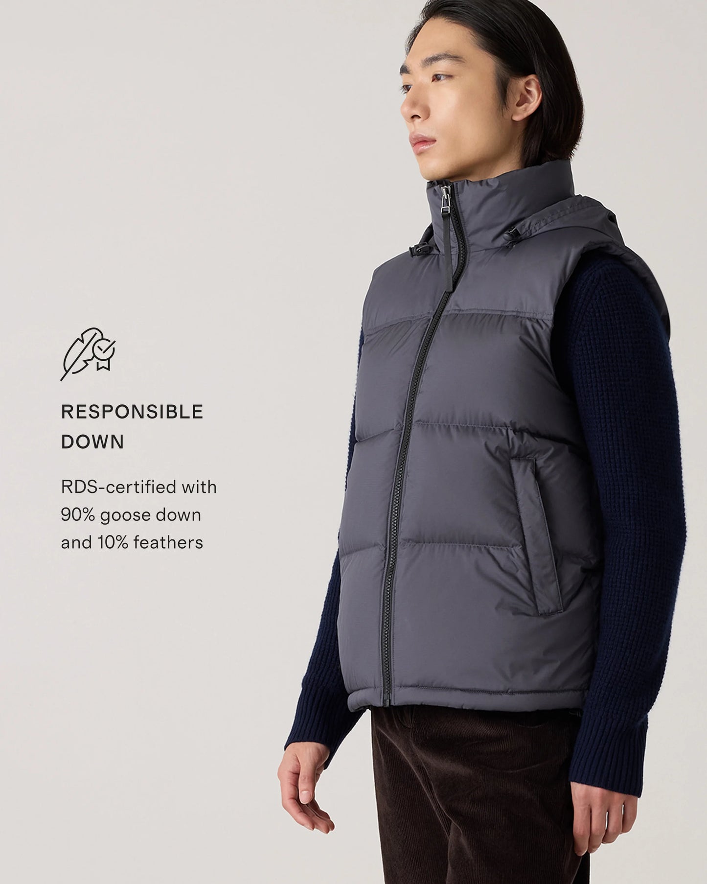 Responsible Down Puffer Vest - S / Carbon Grey