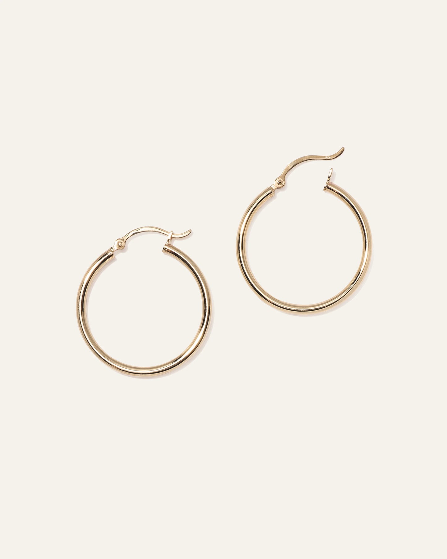 14K Gold Tube Hoops - 25mm / Yellow Gold