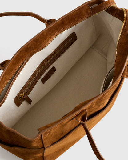 Hudson Suede Tote - One Size / Chocolate Brown