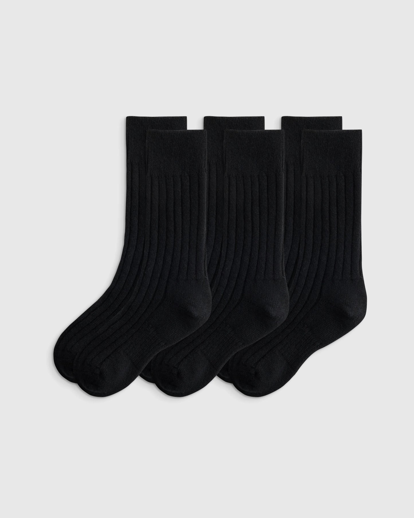 Merino Cashmere Blend Ribbed Crew Sock (3-Pack) - S / Solid Neutral Multi Pack