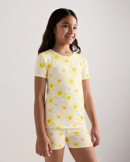 Bamboo Short Sleeve and Shorts Pajama Set - 6 / Lavender Hearts
