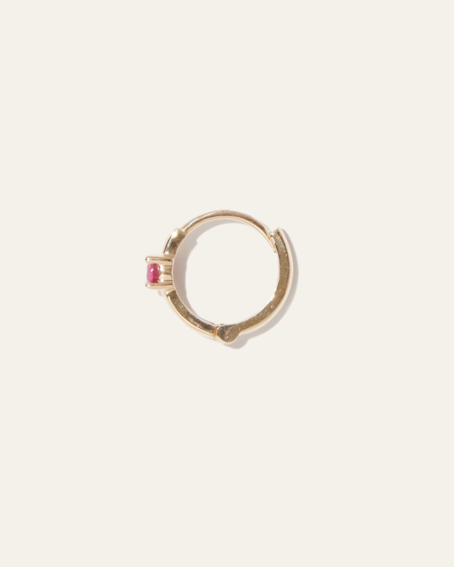 14K Gold Gemstone Tiny Huggie - Single - One Size / Emerald