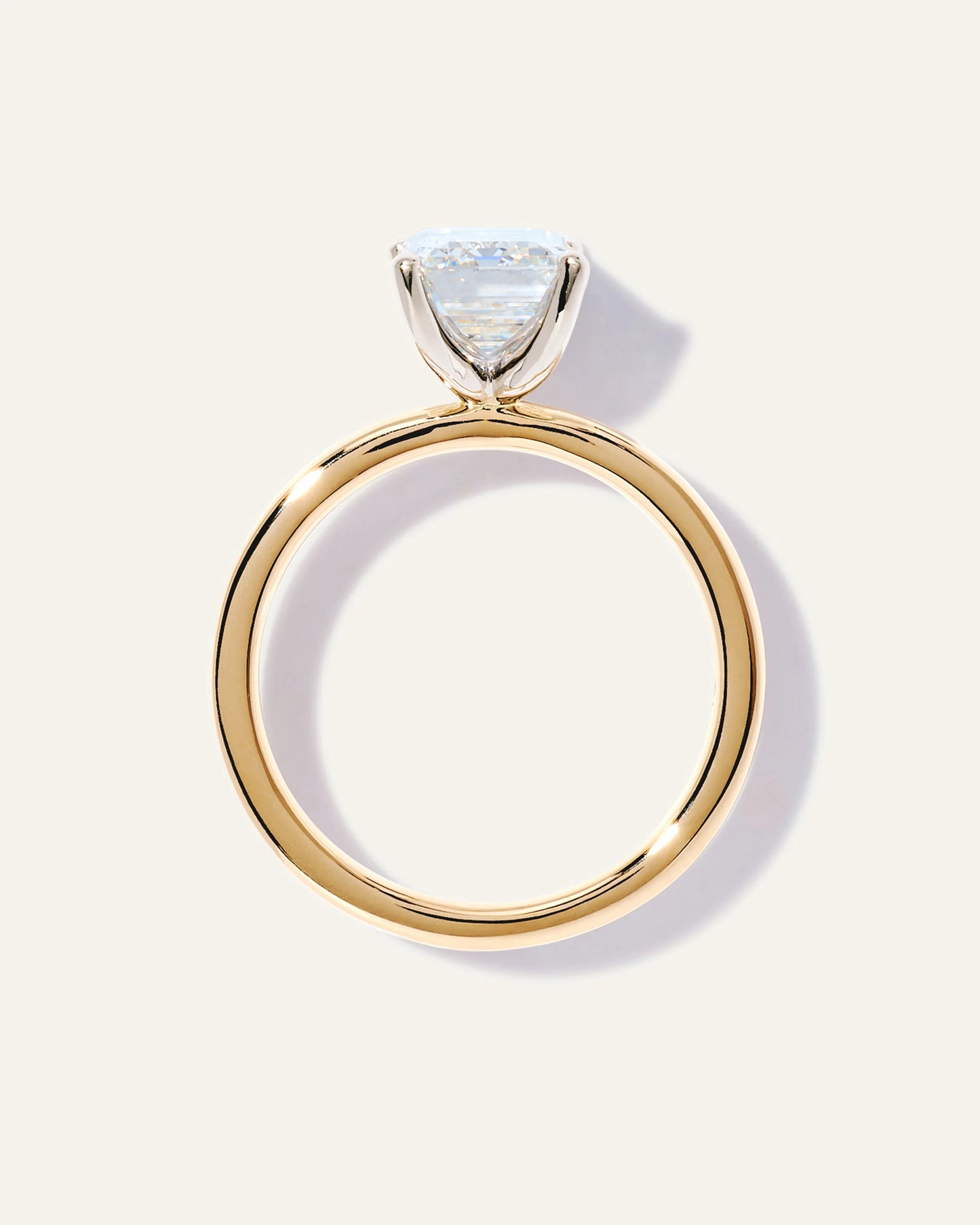 Lab Grown Diamond Emerald Comfort Fit Engagement Ring - 2.5ct - 4 / Yellow Gold