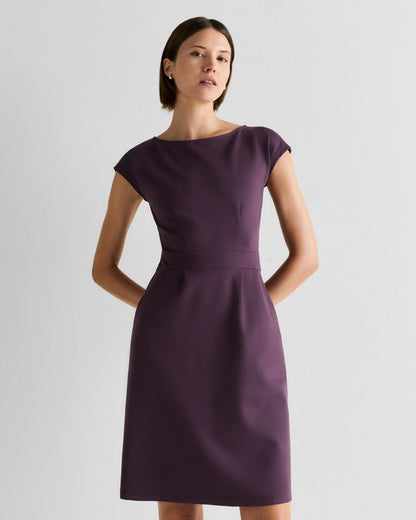 Ultra-Stretch Ponte Cap Sleeve Dress - XS / Ruby Red