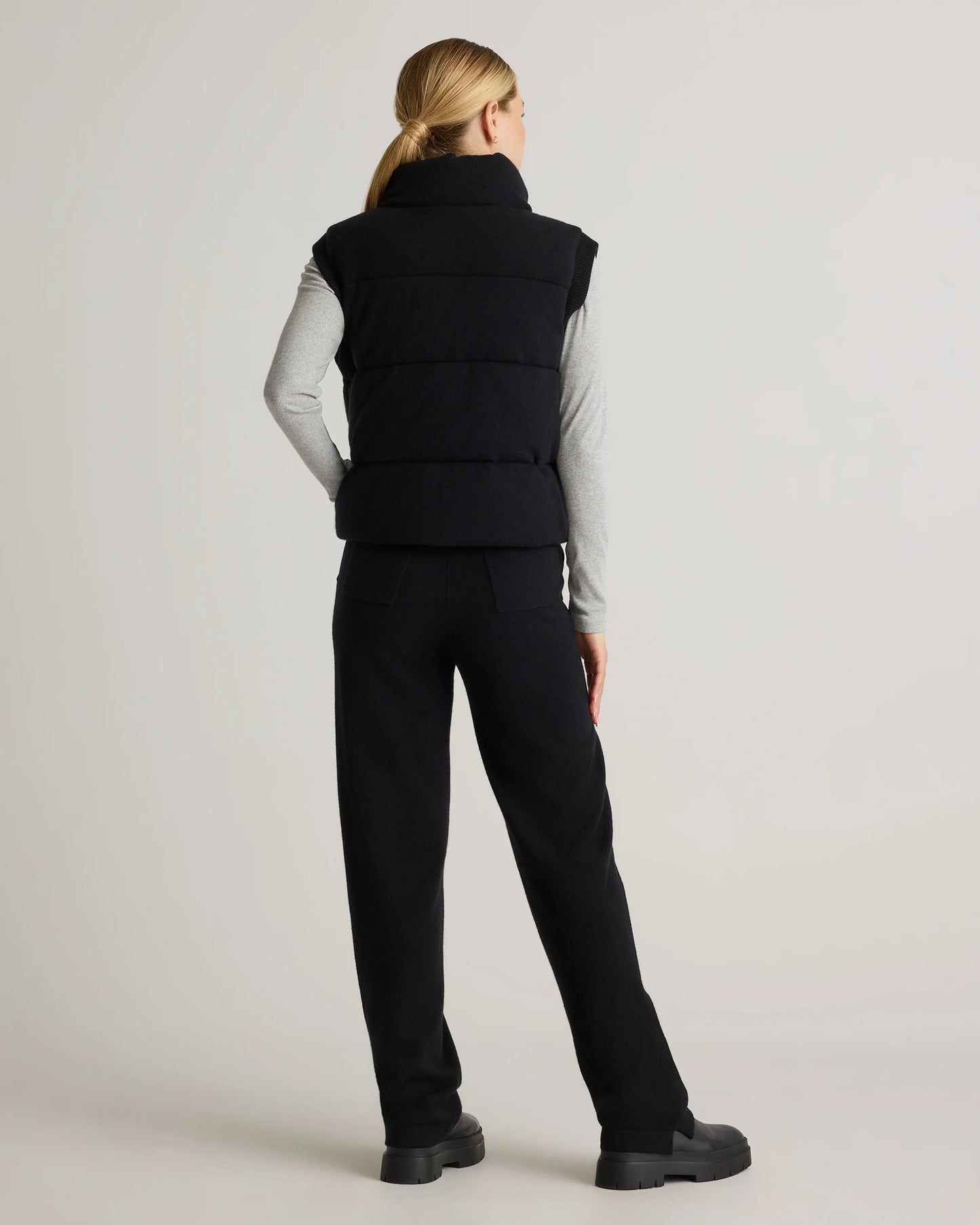 Mongolian Cashmere Puffer Vest - XS / Black
