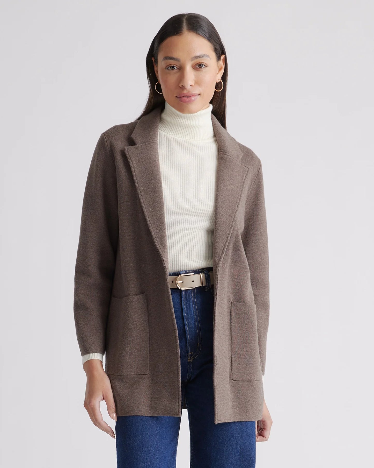100% Organic Cotton Knit Blazer - XS / Heather Dove Grey