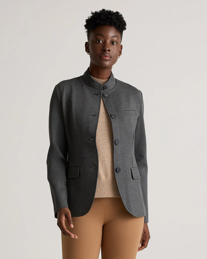 Ultra-Stretch Ponte Stand Collar Blazer - XS / Navy