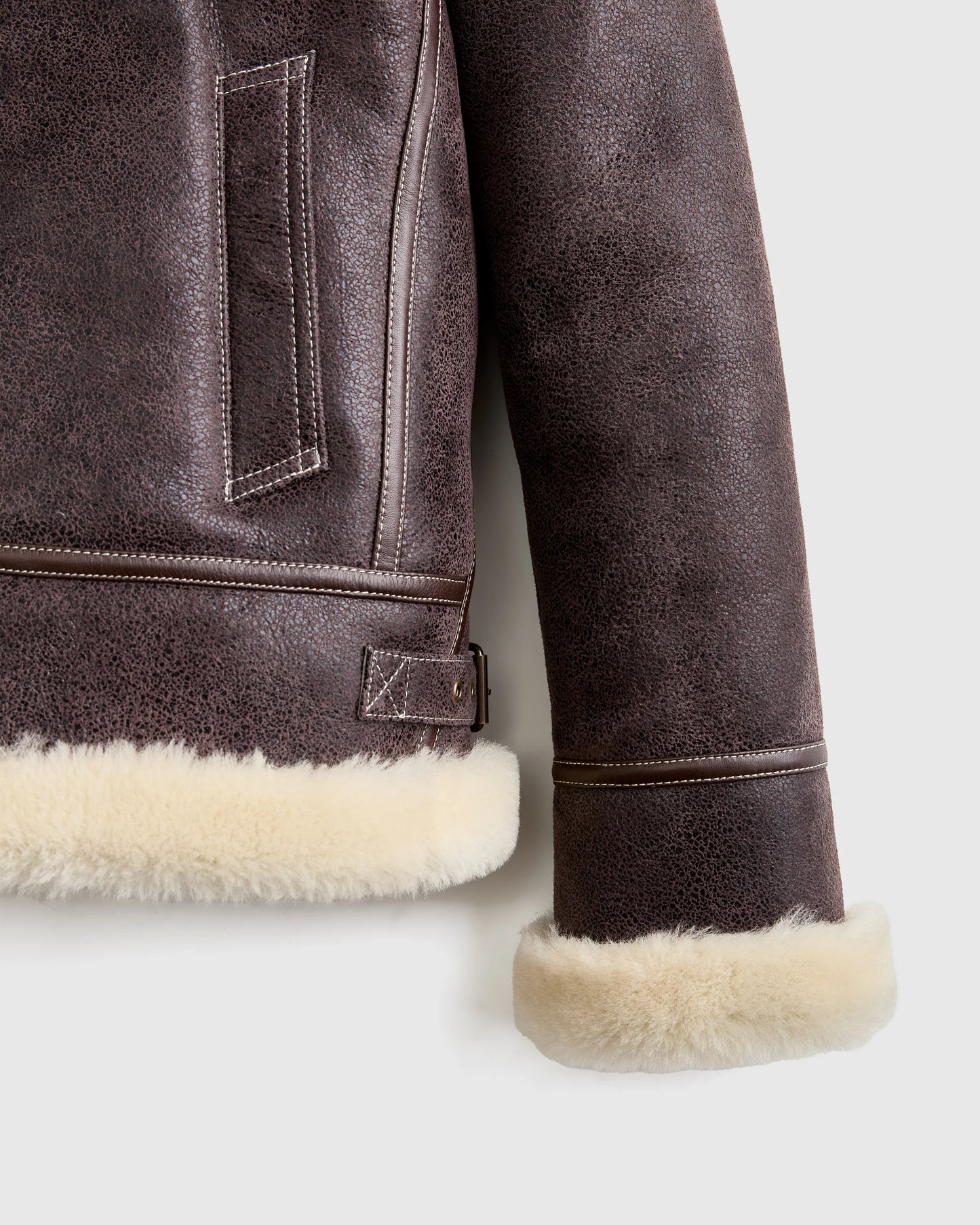 100% Shearling Cold Weather Bomber Jacket - XS / Black