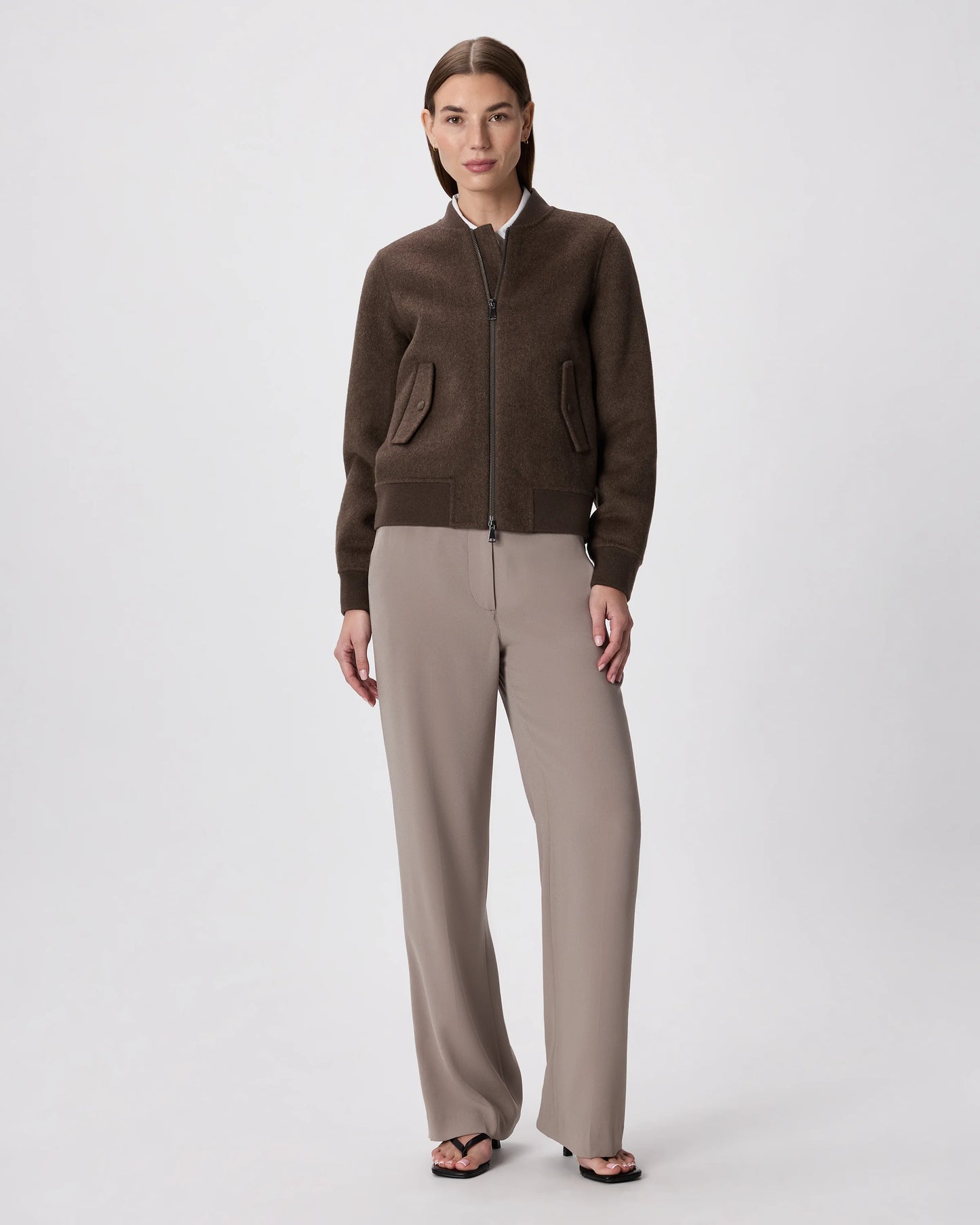 Double-Faced Merino Wool Bomber Jacket - XS / Black