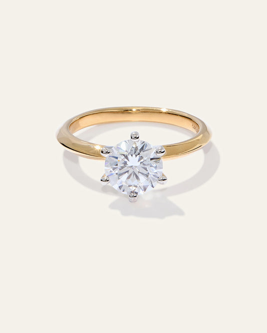 Lab Grown Diamond Round Six Prong Knife Edge Engagement Ring - 1.5ct - 4 / Yellow Gold