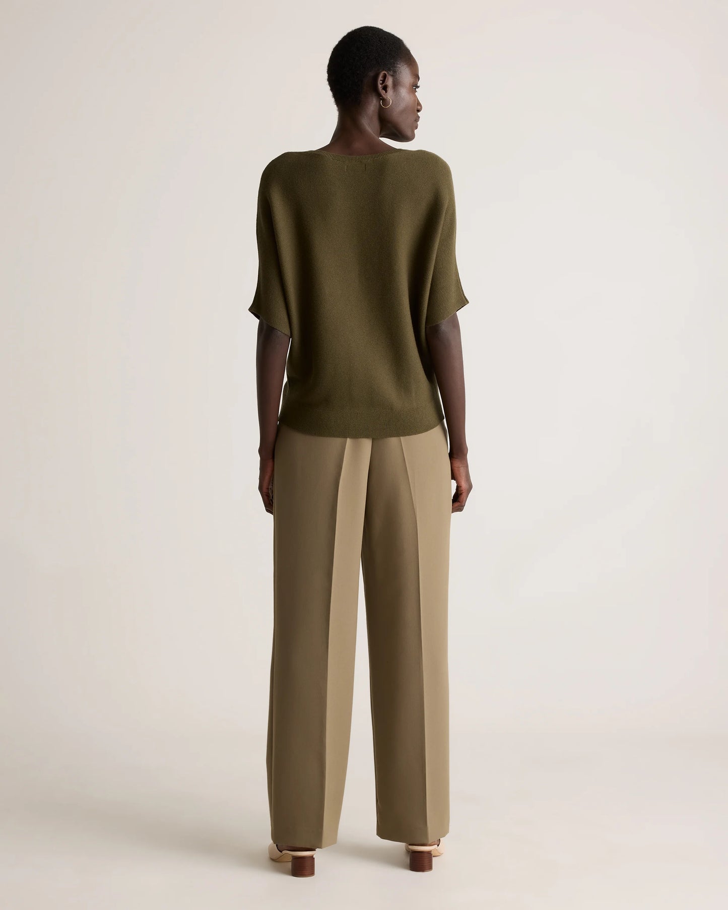 Lightweight Cotton Cashmere Link-Stitch Dolman Sweater - XS / Sugar Stone