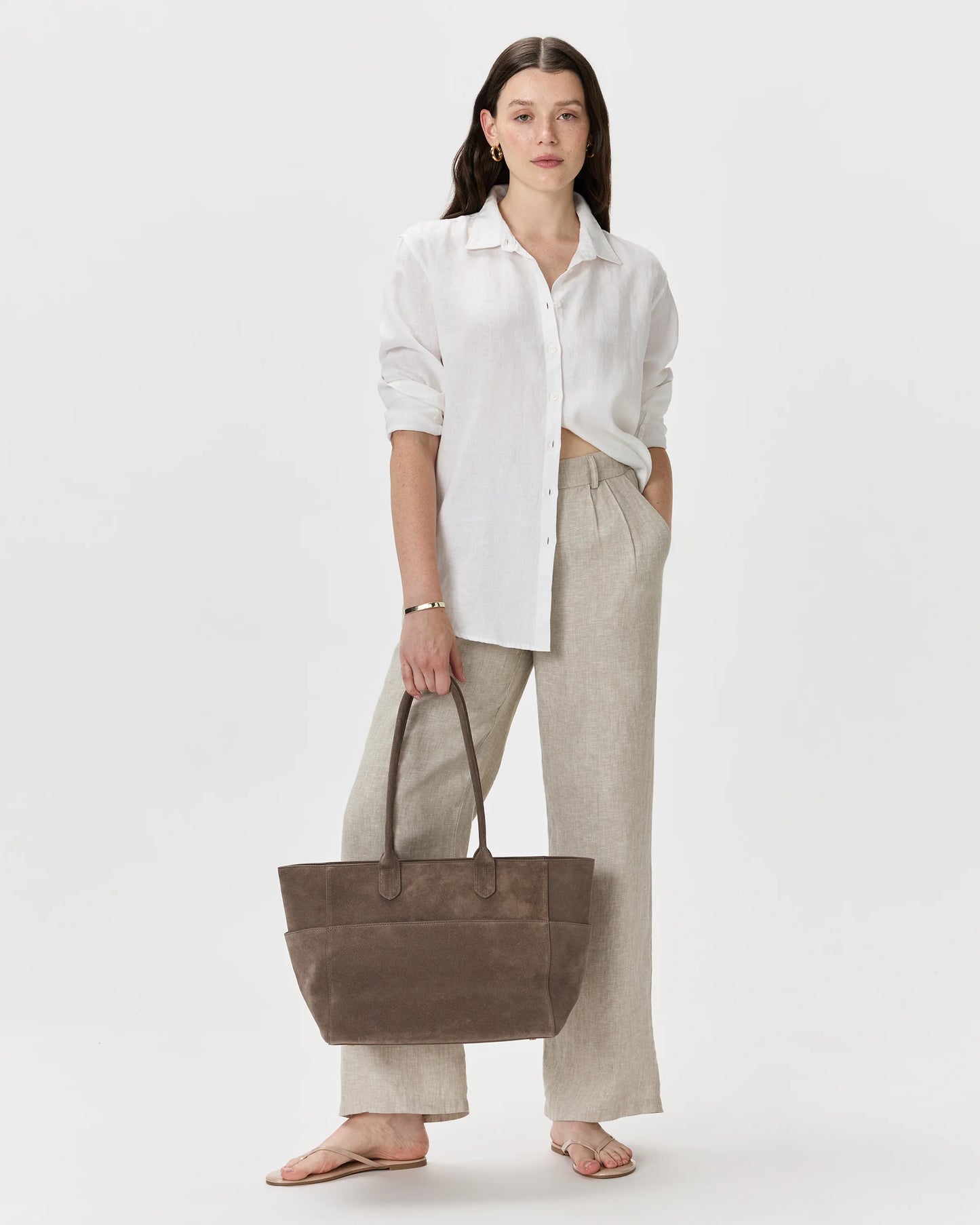 Hudson Suede Tote - One Size / Chocolate Brown