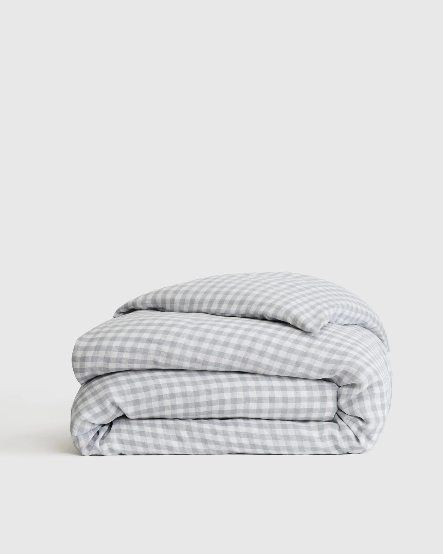European Linen Gingham Duvet Cover - Twin / Blue Fog