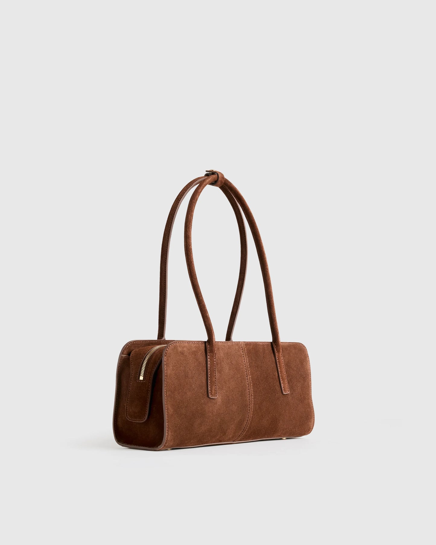Italian Suede East-West Shoulder Bag - One Size / Whiskey