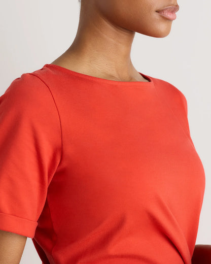Stretch Cotton Jersey Side Tie Midi Dress - XS / Spiced Orange