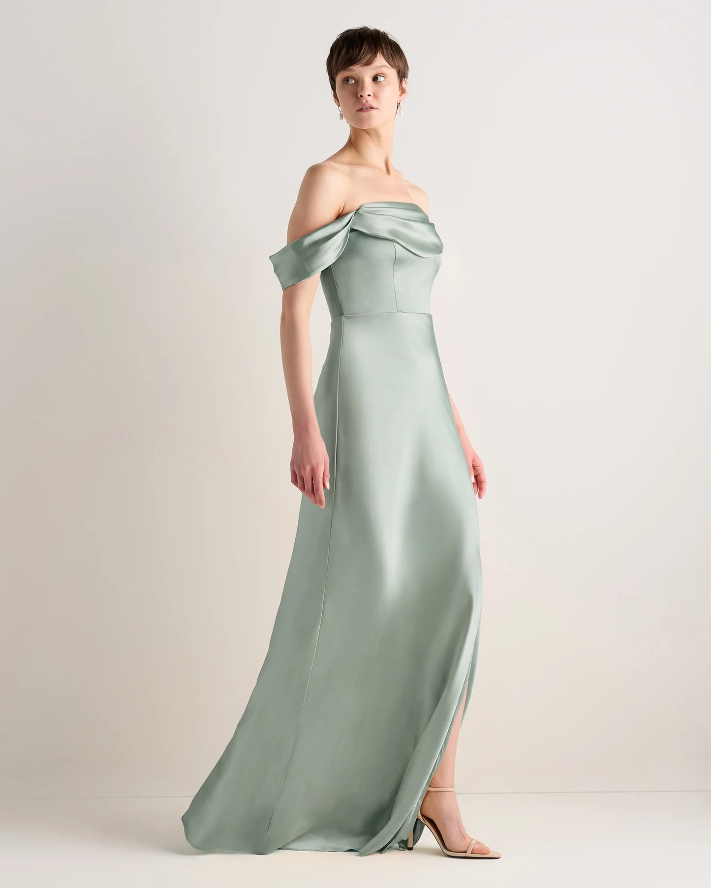 Aurora Stretch Satin Convertible Dress - 0 / Garden Sage Green