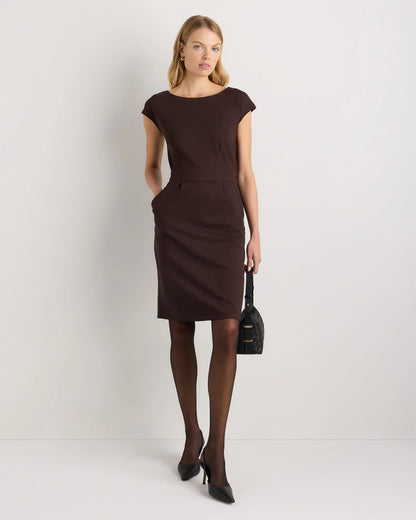 Ultra-Stretch Ponte Cap Sleeve Dress - XS / Ruby Red